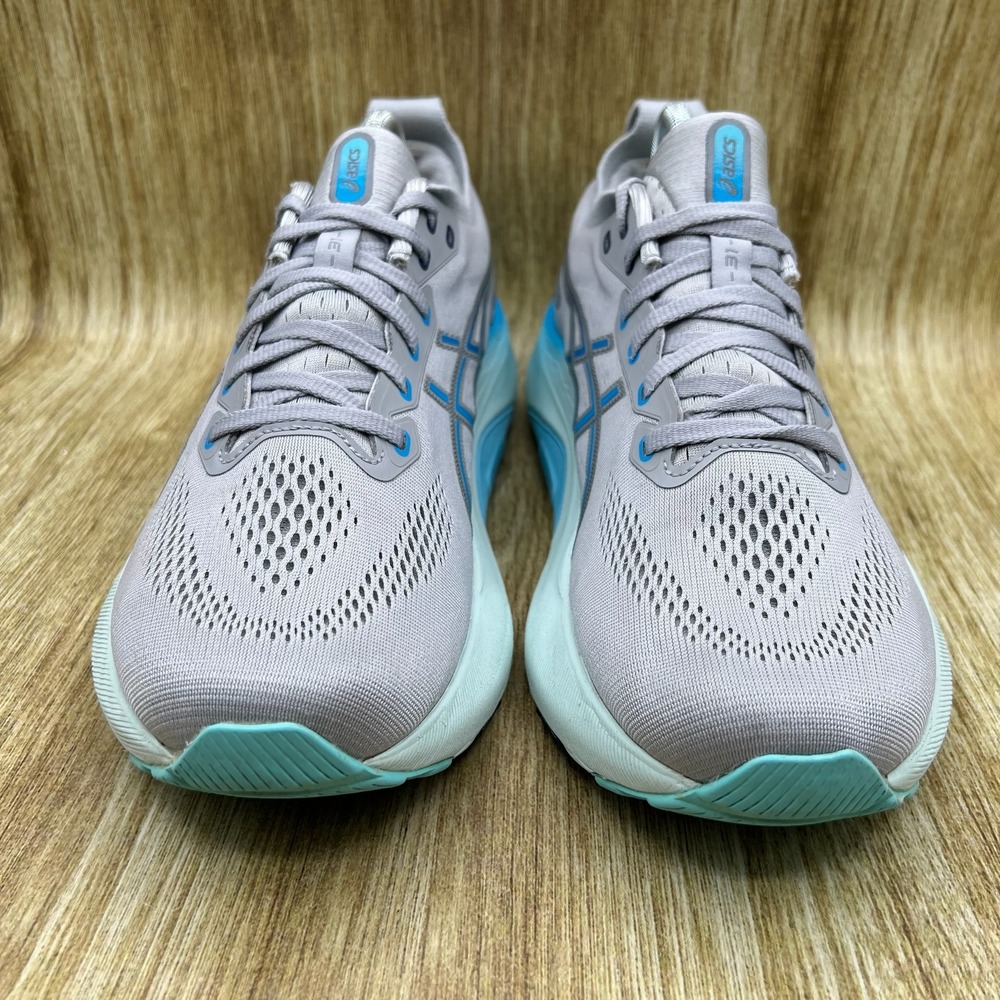 Asics Women's Light Gray and Aqua Athletic Running Shoes - Picture 2 of 10